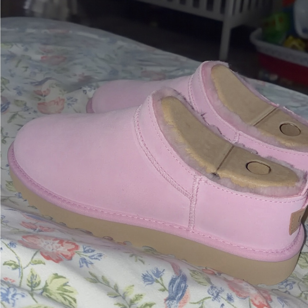 Ugg micro boots pink Shearling-Lined Slippers NWT - image 1